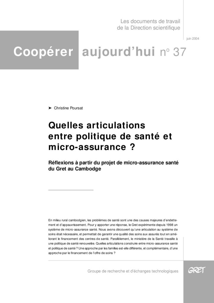 Quelles articulations entre politique de santé et micro-assurance