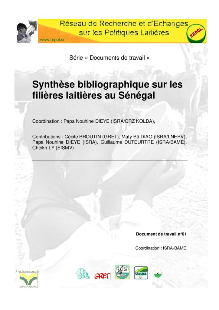 Synthèse bibliographique sur les filières laitières au Sénégal