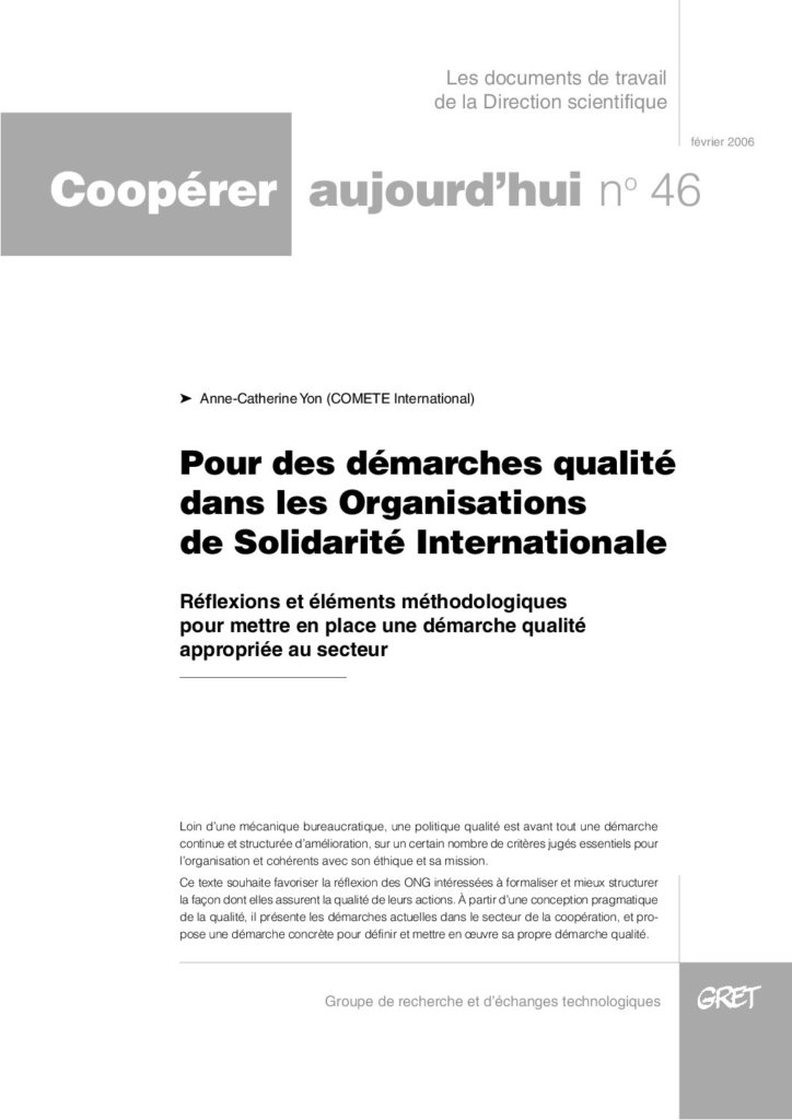 Pour des démarches qualité dans les organisations de solidarité internationale