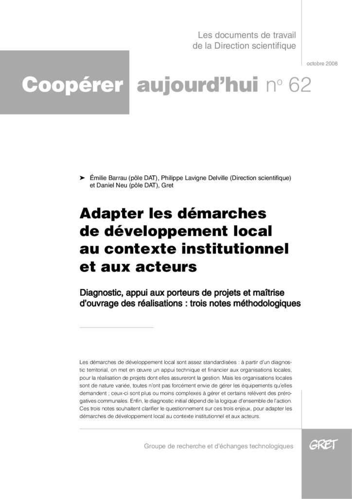 Adapter les démarches de développement local au contexte institutionnel et aux acteurs