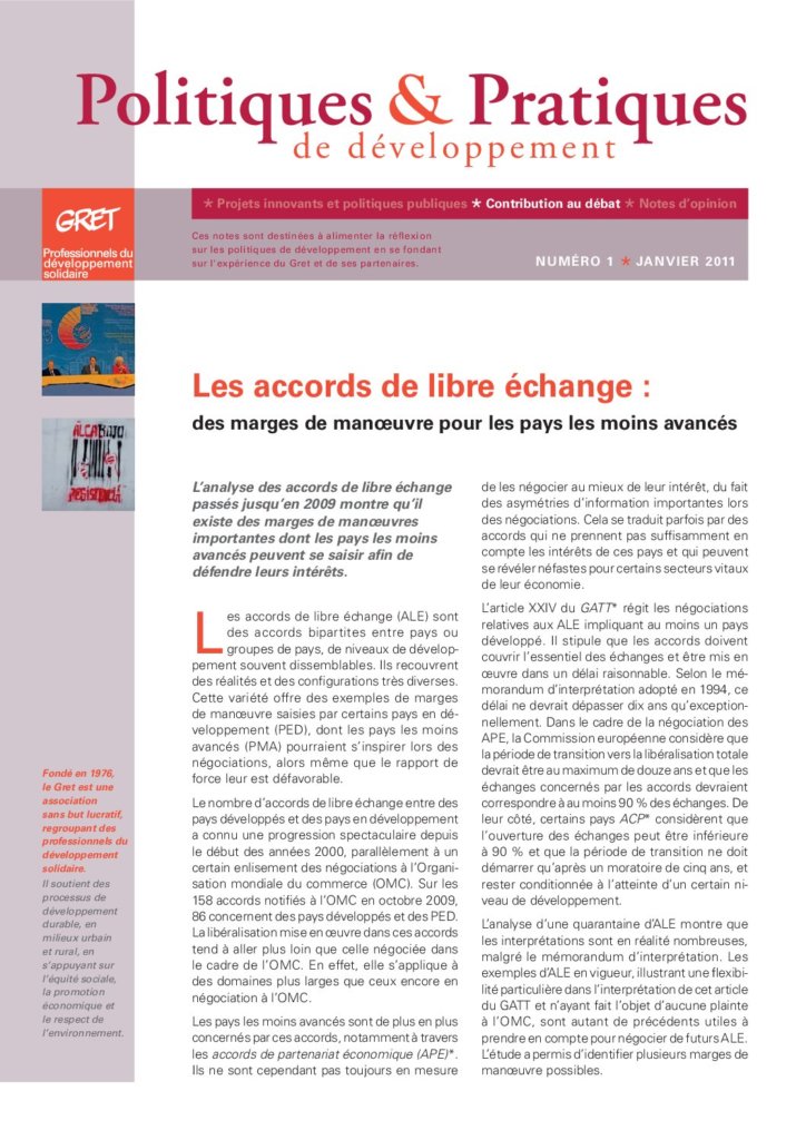 Les accords de libre échange : des marges de manoeuvre pour les pays les moins avancés