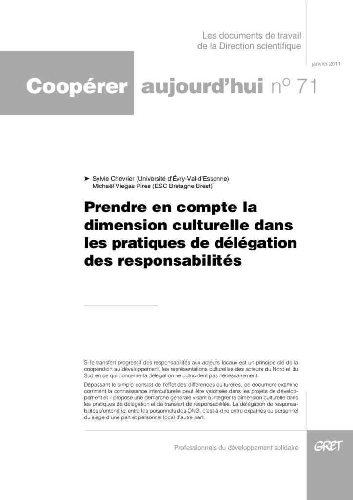 Prendre en compte la dimension culturelle dans les pratiques de délégation des responsabilités