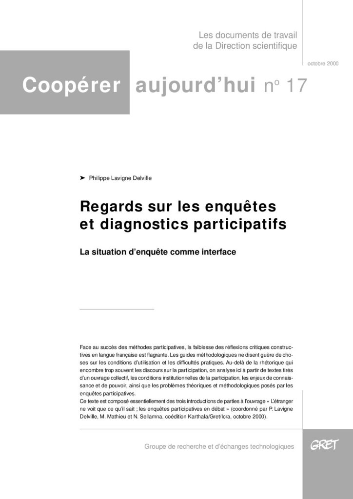 Regards sur les enquêtes et diagnostics participatifs