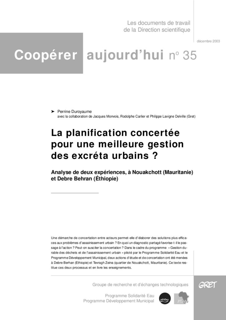 La planification concertée pour une meilleure gestion des excréta urbains