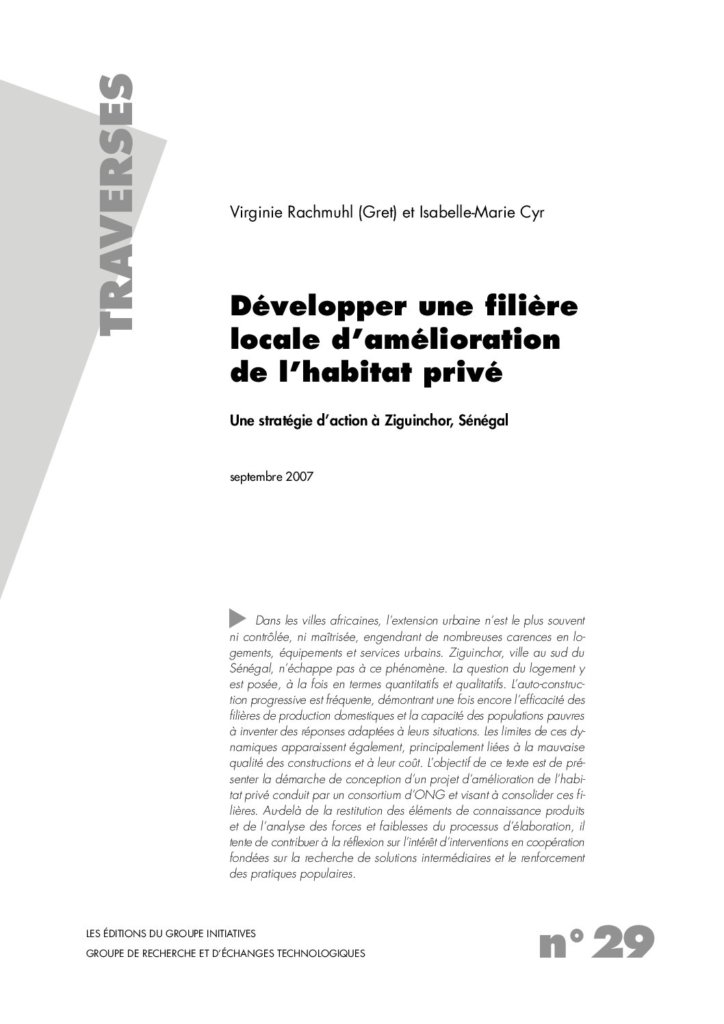 Développer une filière locale d’amélioration de l’habitat privé : une stratégie d’action à Ziguinchor, Sénégal