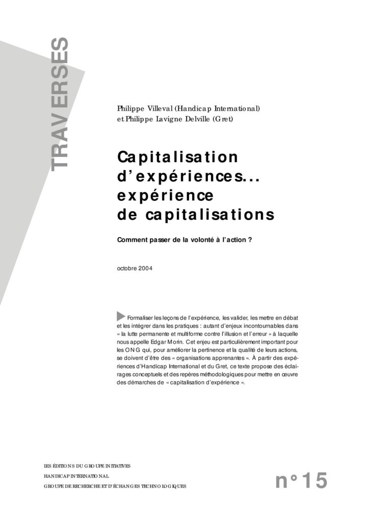Capitalisation d’expériences… Expérience de capitalisations