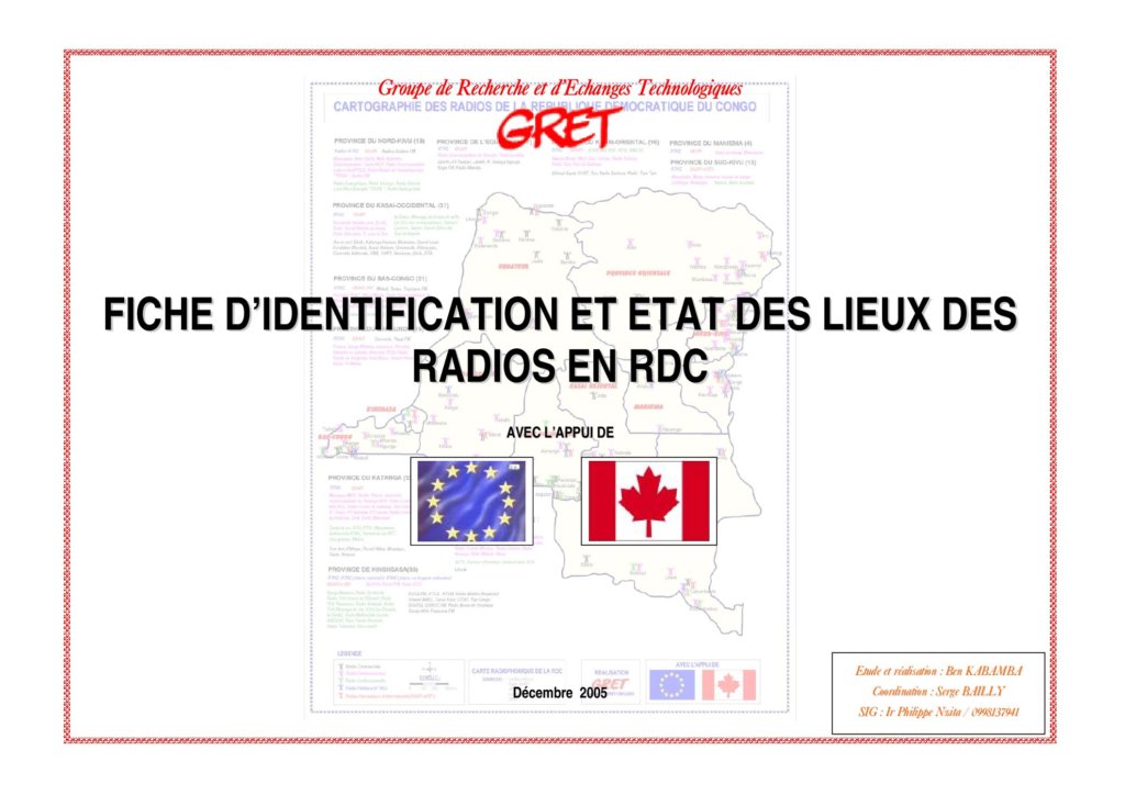 Fiche d’identification et état des lieux des radios en RDC