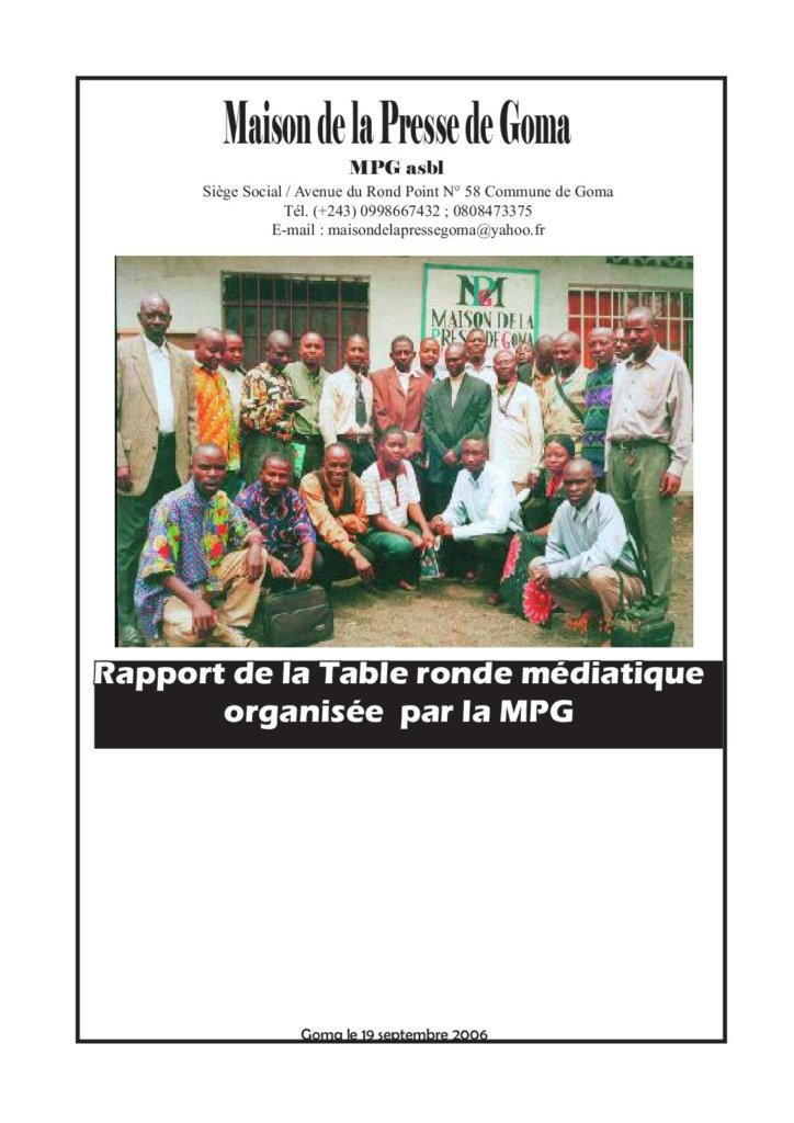Rapport de la table ronde médiatique organisée par la Maison de la presse de Goma