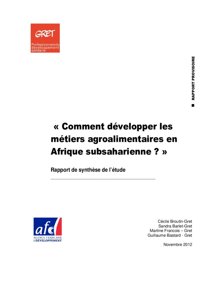 Comment développer les métiers agroalimentaires en Afrique subsaharienne ?