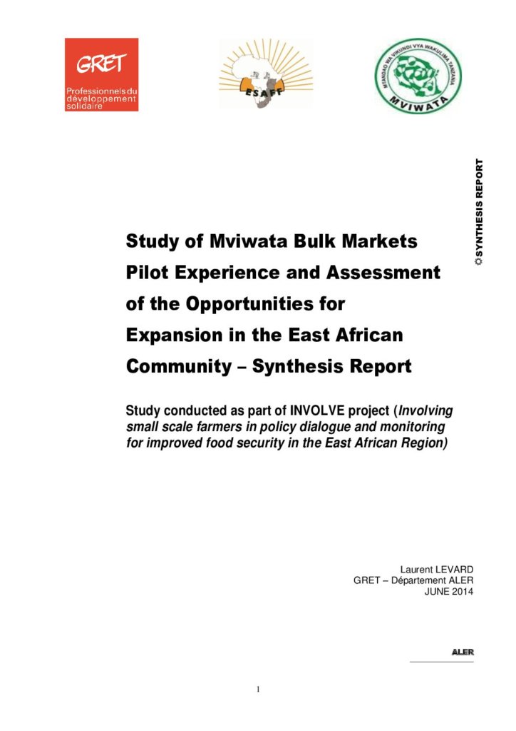 Study of Mviwata bulk markets pilot experience and assessment of the opportunities for expansion in the East African community