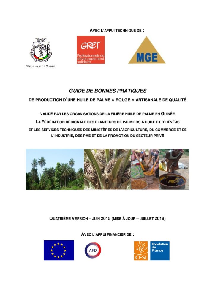 Guide de bonnes pratiques de production d’une huile de palme “rouge” artisanale de qualité