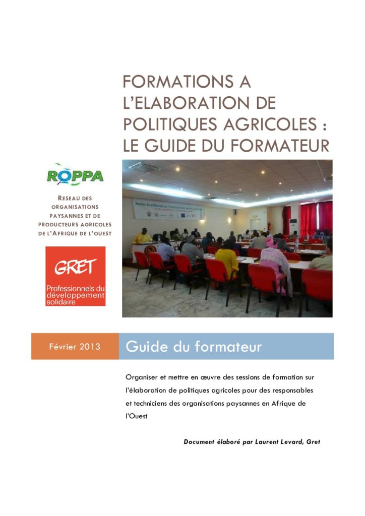 Formations à l’élaboration de politiques agricoles : le guide du formateur