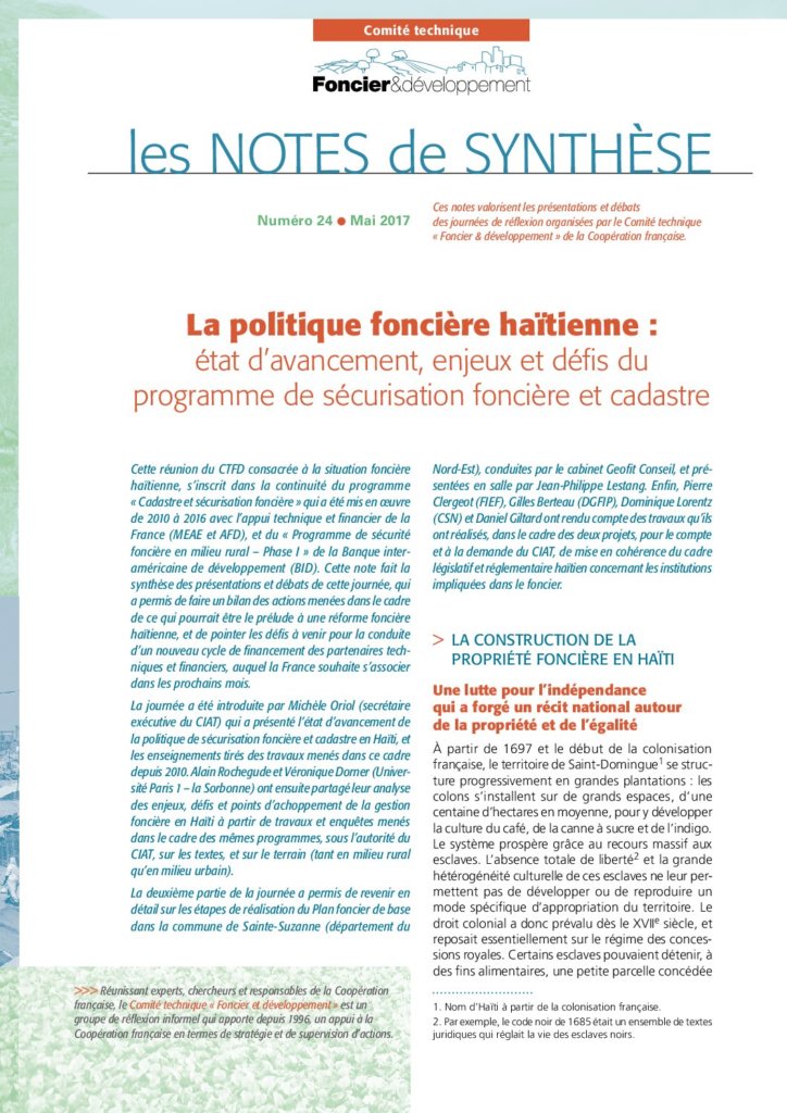 La politique foncière haïtienne