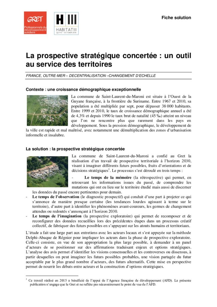 La prospective stratégique concertée : un outil au service des territoires