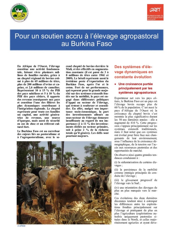 Pour un soutien accru à l’élevage agropastoral au Burkina Faso