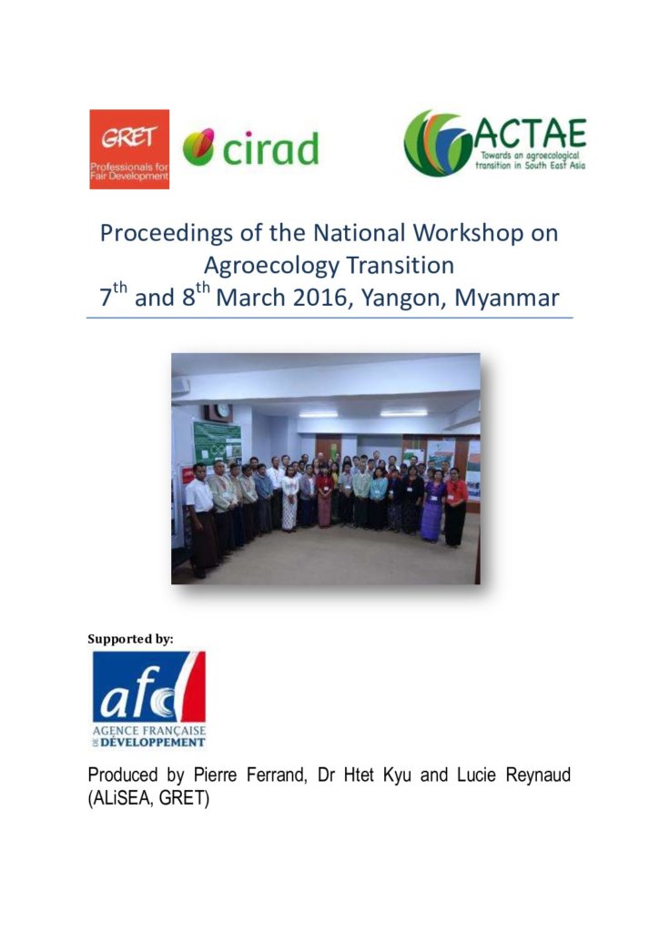 Proceedings of the national workshop on agroecology transition-Myanmar