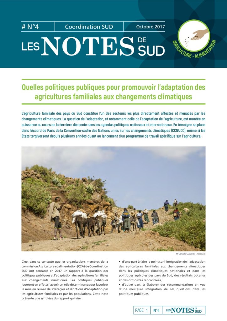 Quelles politiques publiques pour promouvoir l’adaptation des agricultures familiales aux changements climatiques