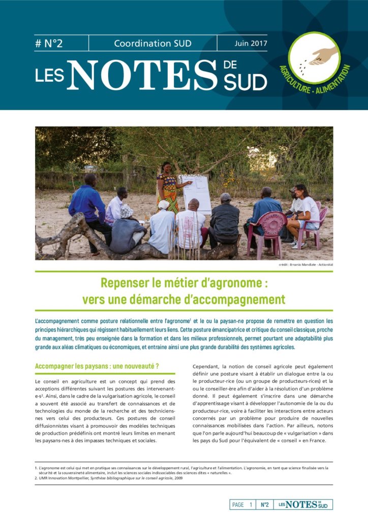 Repenser le métier d’agronome: vers une démarche d’accompagnement