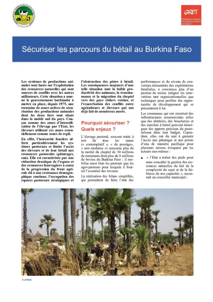Sécuriser les parcours du bétail au Burkina Faso