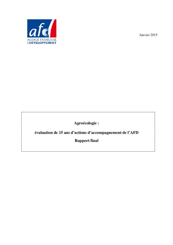 Agroécologie : évaluation de 15 ans d’actions d’accompagnement de l’AFD