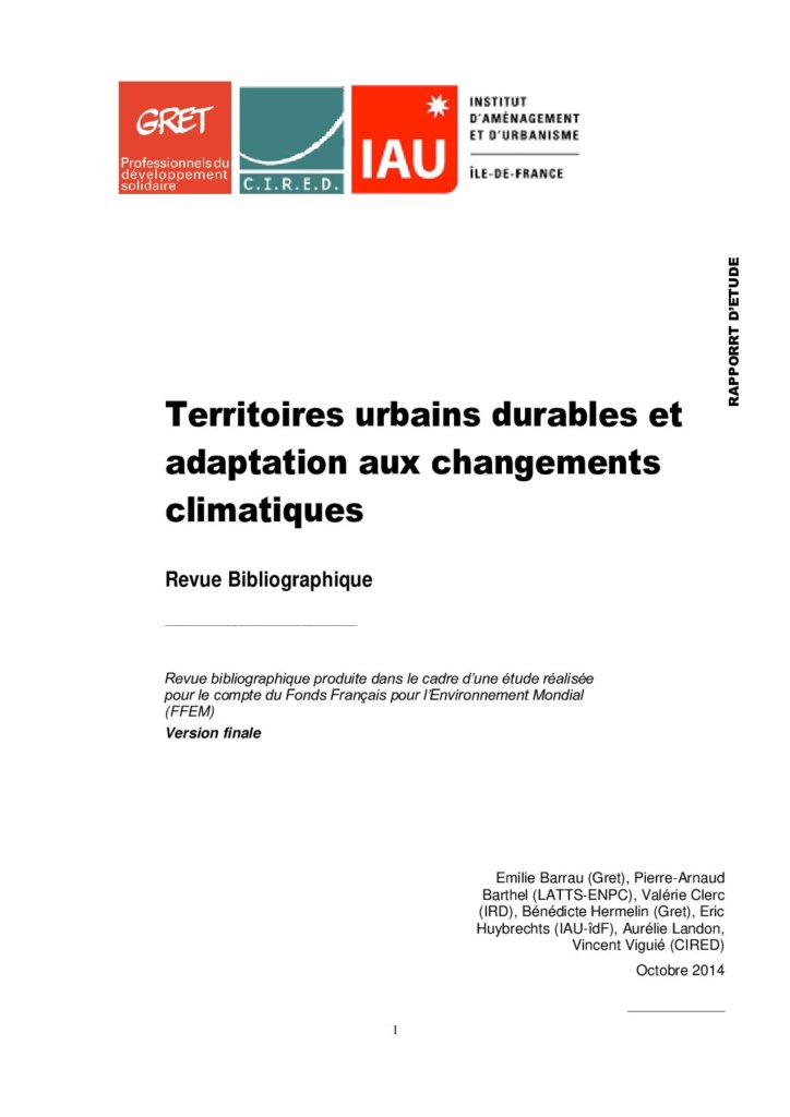 Territoires urbains durables et adaptation aux changements climatiques : revue bibliographique