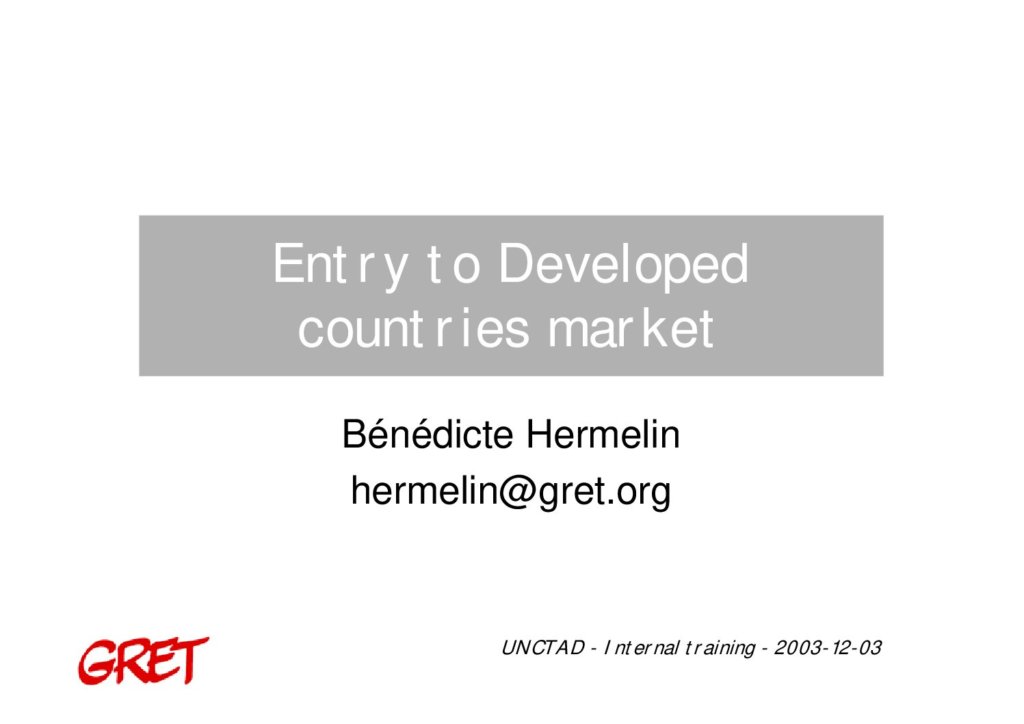 Entry to developed countries market