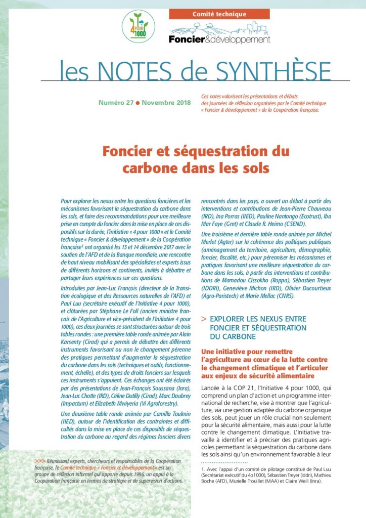 Foncier et séquestration du carbone dans les sols