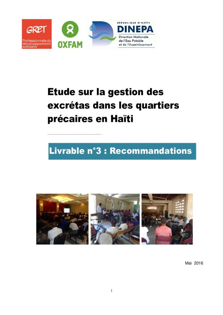 Etude sur la gestion des excréta dans les quartiers précaires en Haïti