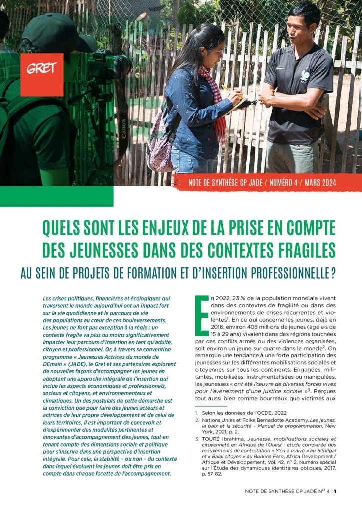 Quels sont les enjeux de la prise en compte des jeunesses dans des contextes fragiles