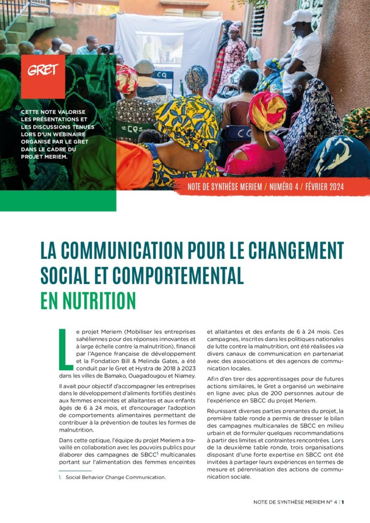 La communication pour le changement social et comportemental en nutrition